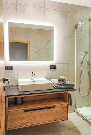 Badezimmer der Fewo Woidnestl im Landhaus